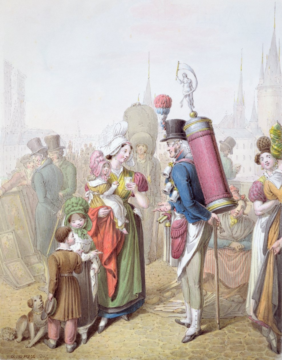 पोंट नॉट्रे-डेम, c.1810 (wc कागज पर) द्वारा जॉर्ज एमानुएल ओपित्ज़