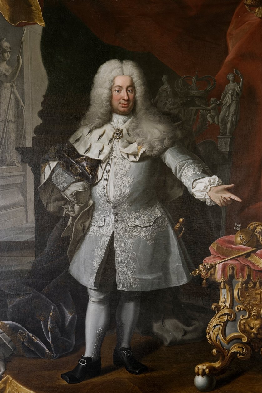 फ्रेड्रिक I, स्वीडन का राजा, c.1720 (कैनवास पर तेल) द्वारा जॉर्ज एंगेलहार्ड्ट श्रोडर