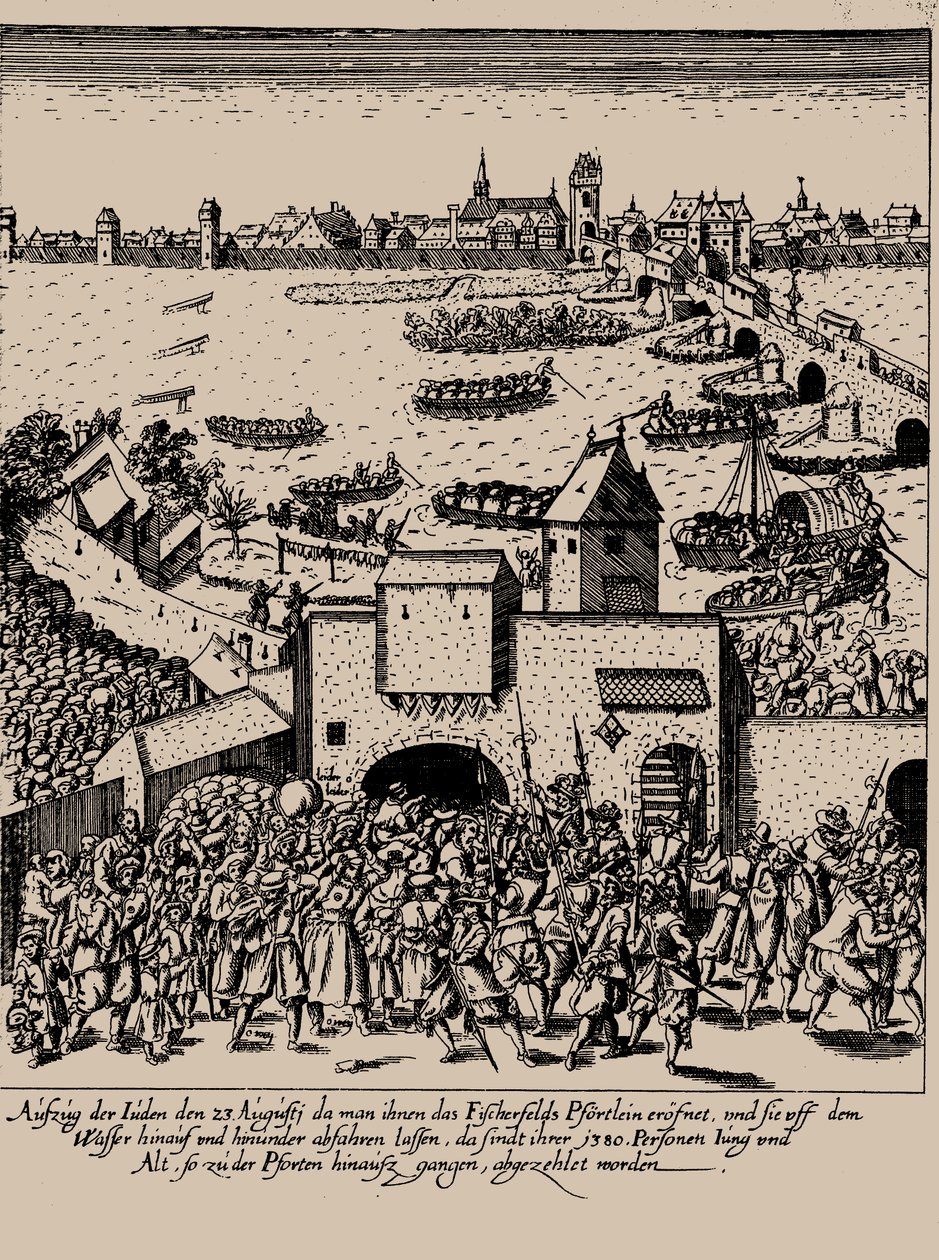 फेटमिल्च राइजिंग। 23 अगस्त, 1614 को फ्रैंकफर्ट से यहूदियों का निष्कासन, c. 1616-1617। द्वारा जॉर्ज केलर