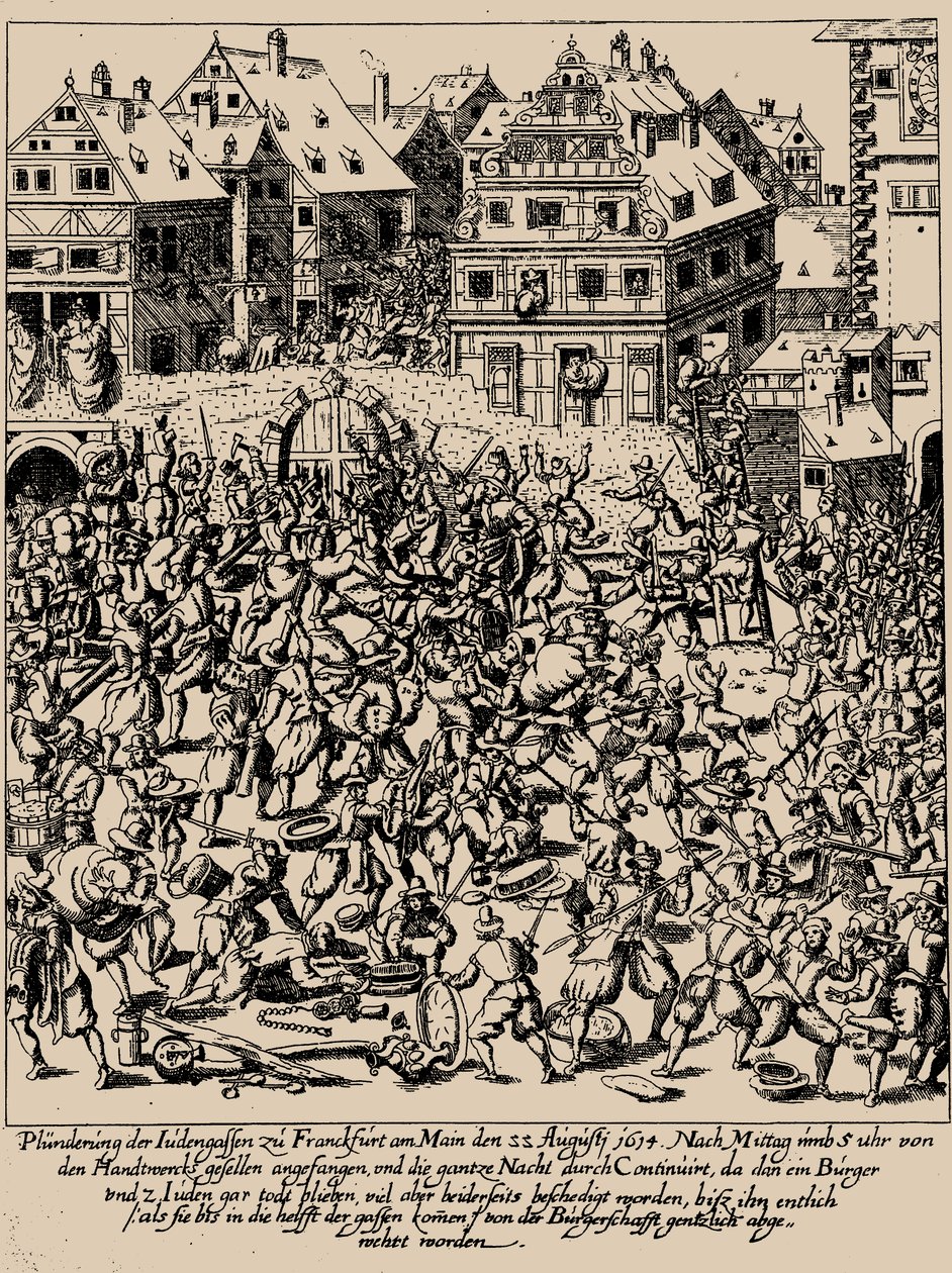 फेटमिल्च राइजिंग। 22 अगस्त, 1614 को फ्रैंकफर्ट में जुडेंगसे की लूट, c. 1616-1617 द्वारा जॉर्ज केलर