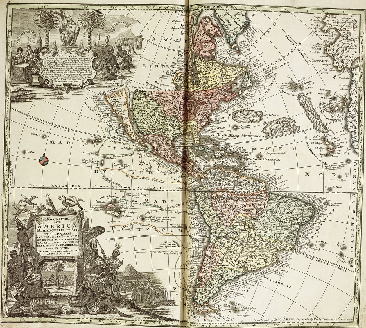 अमेरिका का नक्शा, 1744 द्वारा जॉर्ज मैथ्यू सेटर
