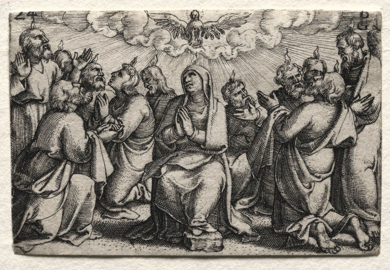 द लाइफ ऑफ जीसस क्राइस्ट: द डिसेंट ऑफ द होली घोस्ट, सी। 1534-1535। द्वारा जॉर्ज पेन्कज़