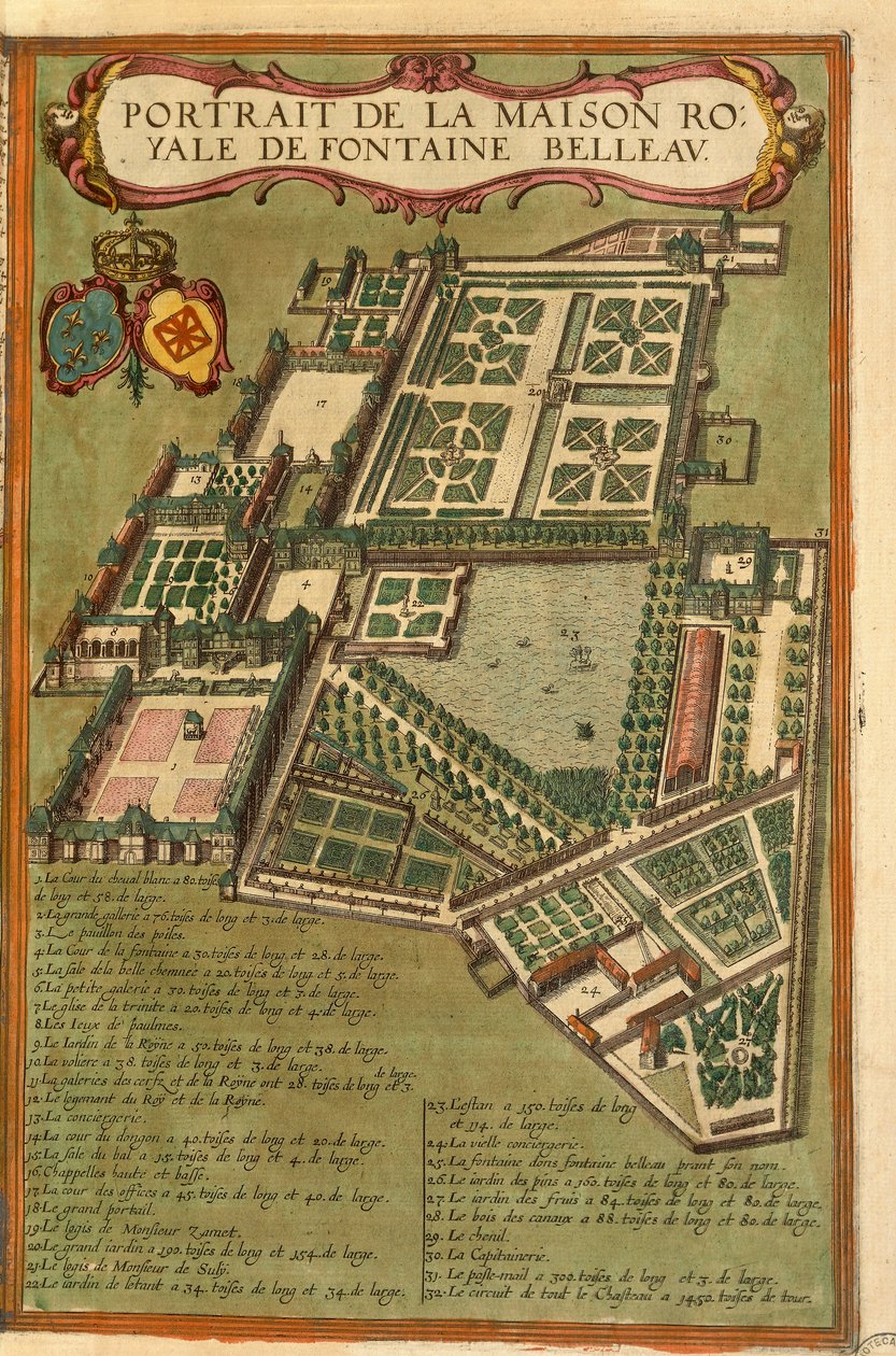 जॉर्ज ब्राउन द्वारा द्वितीय विश्व युद्ध से फॉनटेनब्लियू महल का नक्शा द्वारा फ्रांसो