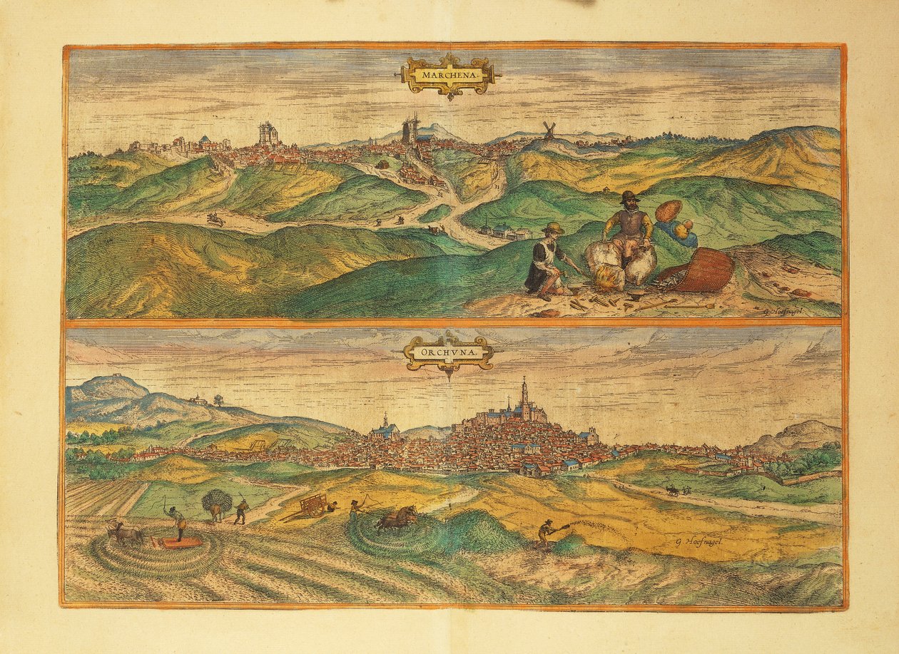 जॉर्ज ब्राउन द्वारा दुनिया के शहरों से मार्चेना और ओसुना का नक्शा द्वारा फ्रांसो