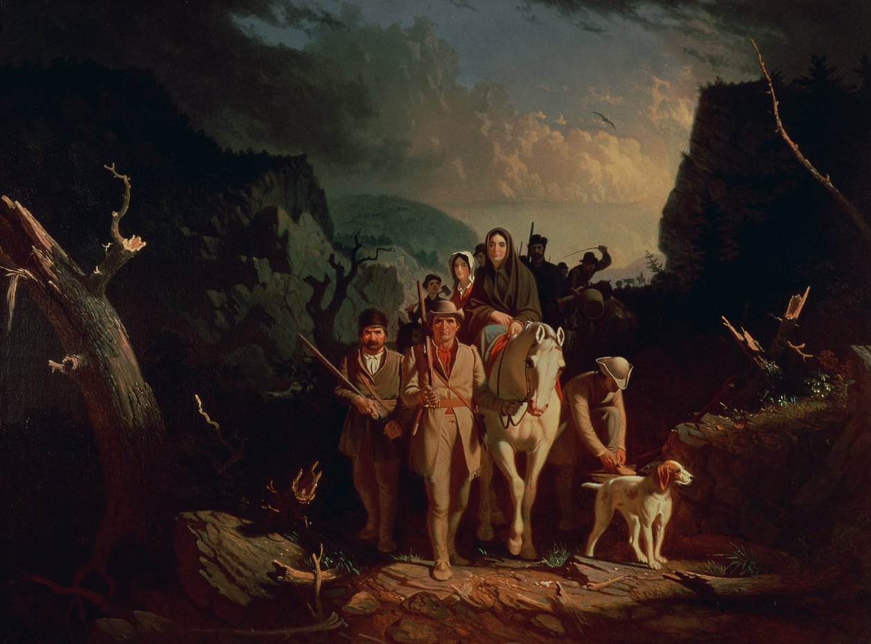 1851-52 के कंबरलैंड गैप के माध्यम से डैनियल बूने एस्कॉर्टिंग बसने वाले द्वारा जॉर्ज कालेब बिंघम