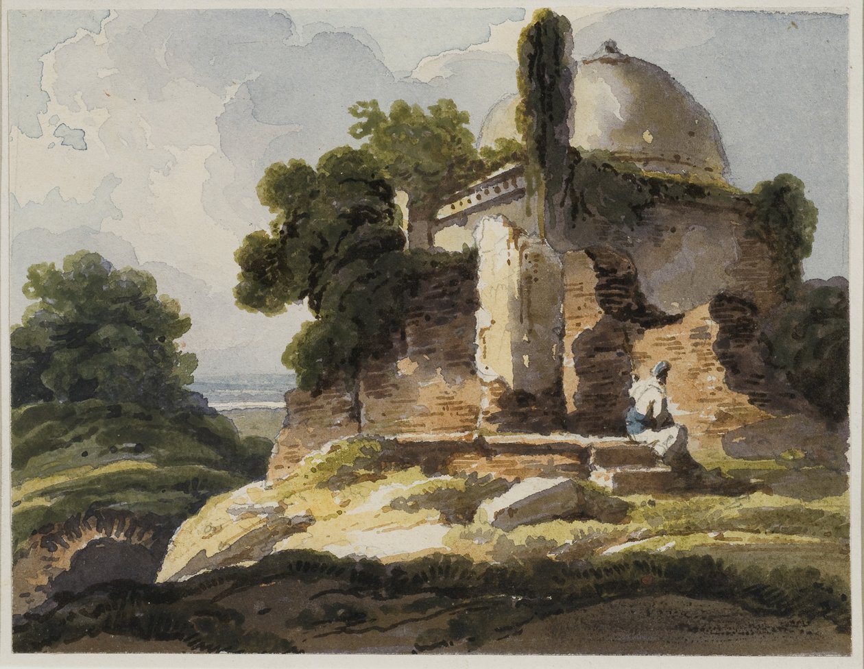 1819 में मुस्लिम बहुल मकबरे के साथ लैंडस्केप दृश्य, (कागज पर wc) द्वारा जॉर्ज चिन्नारी