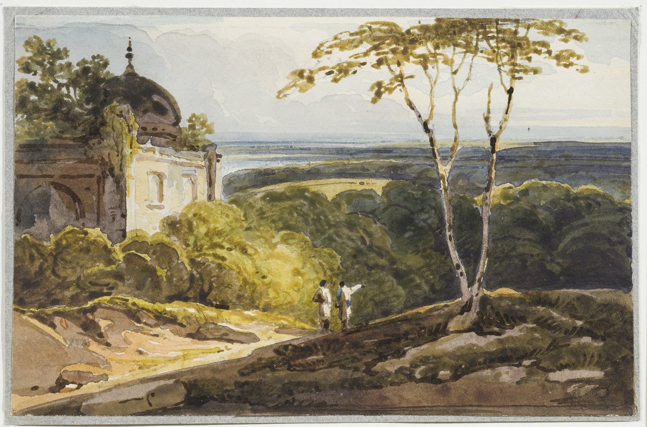 1819 में मुस्लिम बहुल मकबरे के साथ लैंडस्केप दृश्य, (कागज पर wc) द्वारा जॉर्ज चिन्नारी