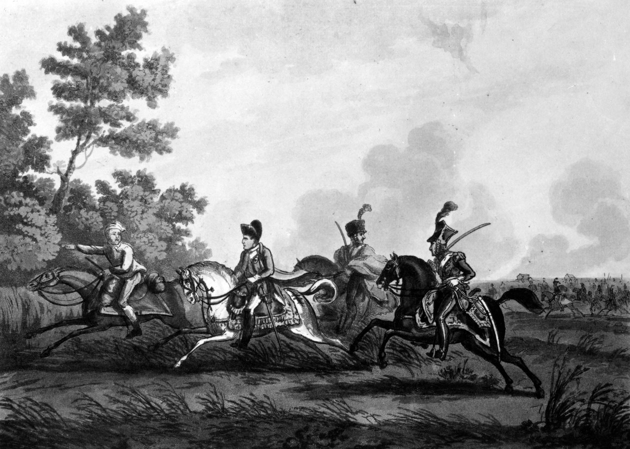 वाटरलू के क्षेत्र से बोनापार्ट की उड़ान, उनके गाइड के साथ, 1816 द्वारा जॉर्ज क्रूइशांक