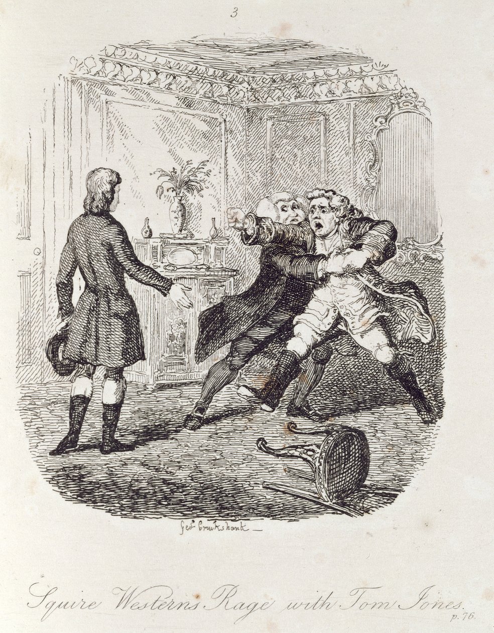 टॉम जोंस के साथ स्क्वेयर वेस्टर्न रेज, &39;टॉम जोन्स, हिस्ट्री ऑफ अ फाउंडिंग&39;, कलाकार द्वारा उत्कीर्ण, &39;द वर्क्स ऑफ हेनरी फील्डिंग&39;, पब से चित्रण। हेनरी जी। बोहन द्वारा, 1853 द्वारा जॉर्ज क्रूइशांक