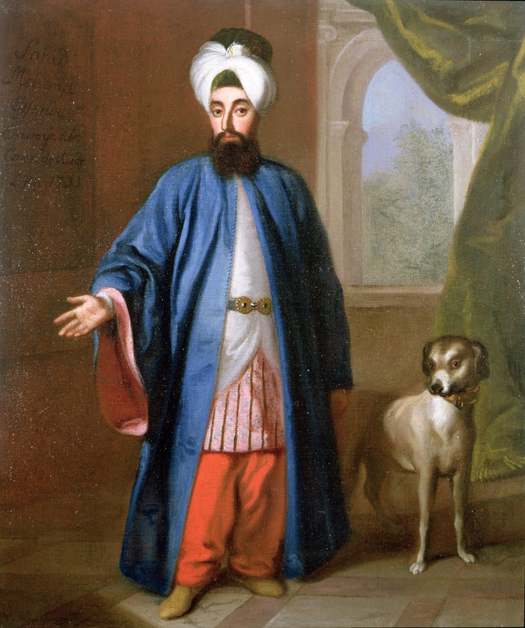 1733 में स्वीडिश कोर्ट में साहिद मीमीत एफेंदी एमिसरी का चित्र द्वारा जॉर्ज एंगलहार्ड्ट श्रोएडर