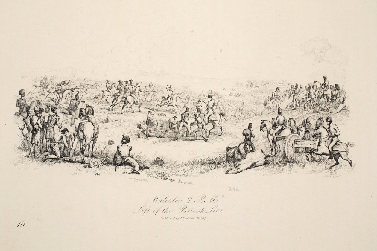 वाटरलू, दोपहर 2 बजे, ब्रिटिश लाइन, पब के बाहर। जे। बूथ, 1816 द्वारा जॉर्ज जोन्स