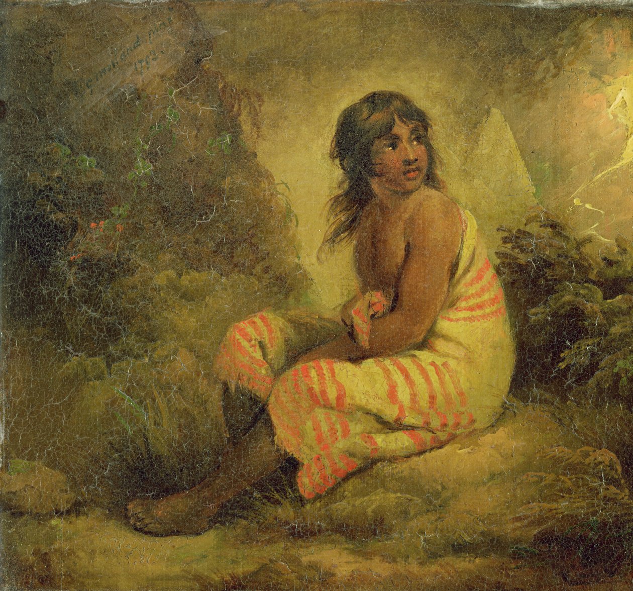 इंडियन गर्ल, 1793 (कैनवास पर तेल पैनल पर चढ़कर द्वारा जॉर्ज मोरलैंड