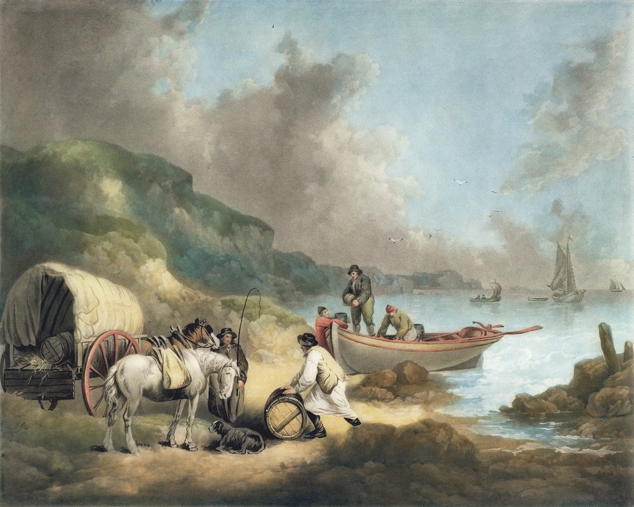जेम्स वार्ड (1769-1859), पब द्वारा उत्कीर्ण स्मगलर। जेआर स्मिथ द्वारा, 1793 (मेजोटोटिन उत्कीर्णन) (125517 की जोड़ी) द्वारा जॉर्ज मोरलैंड