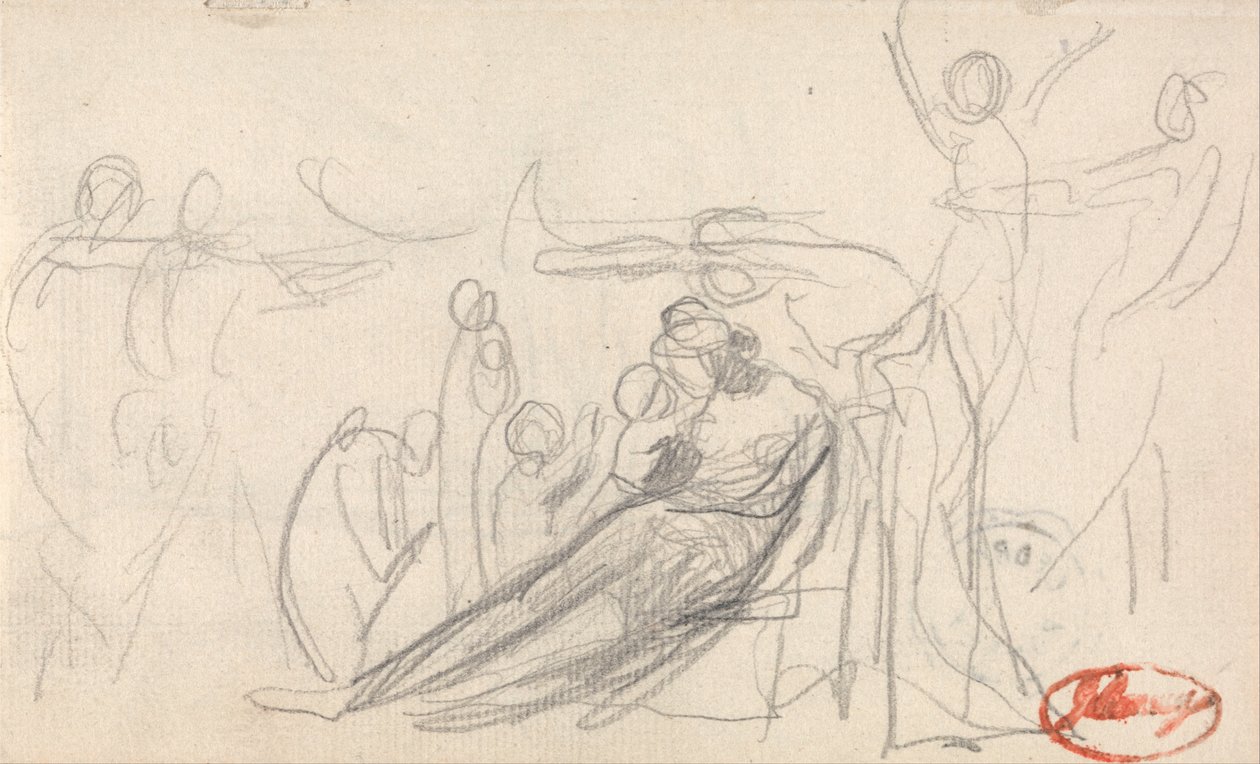 बच्चों और अन्य आंकड़े के साथ Reclining चित्रा द्वारा जॉर्ज रोमनी