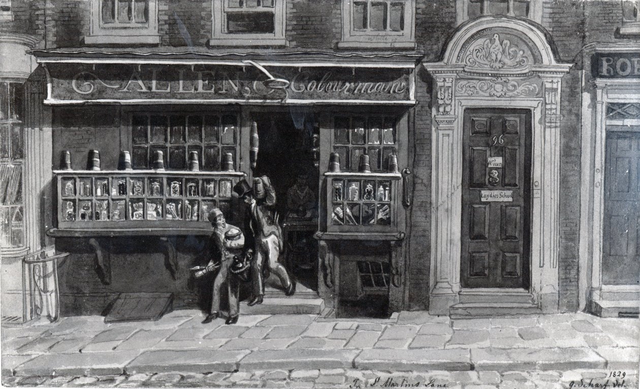 Colourman&39;s Shop, सेंट मार्टिन लेन, लंदन, 1829 द्वारा जॉर्ज Snr तीव्र