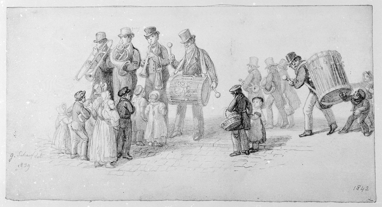 लंदन स्ट्रीट बैंड, 1839 द्वारा जॉर्ज Snr तीव्र