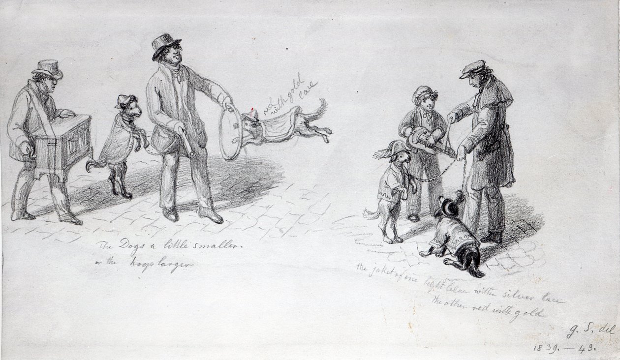 स्ट्रीट परफ़ॉर्मर्स, c.1839-43 द्वारा जॉर्ज Snr तीव्र