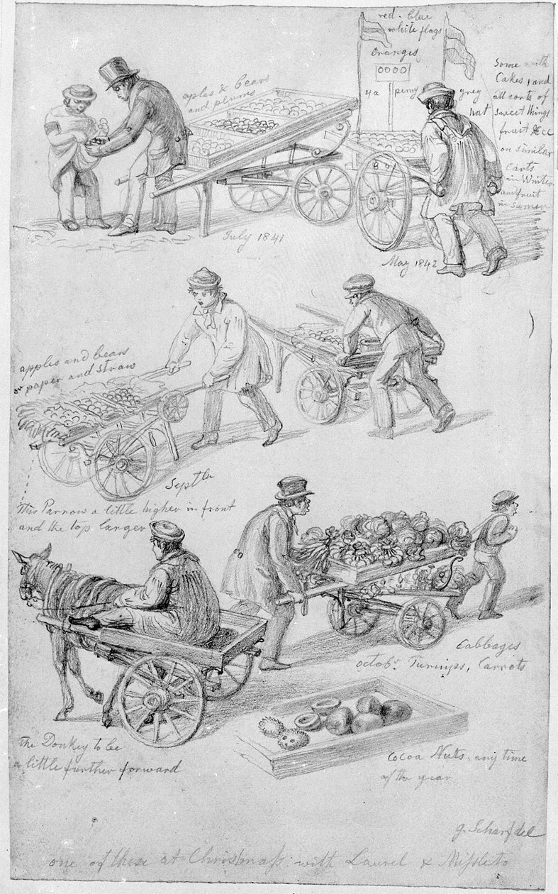 स्ट्रीट ट्रेडर्स, लंदन, 1842 द्वारा जॉर्ज Snr तीव्र