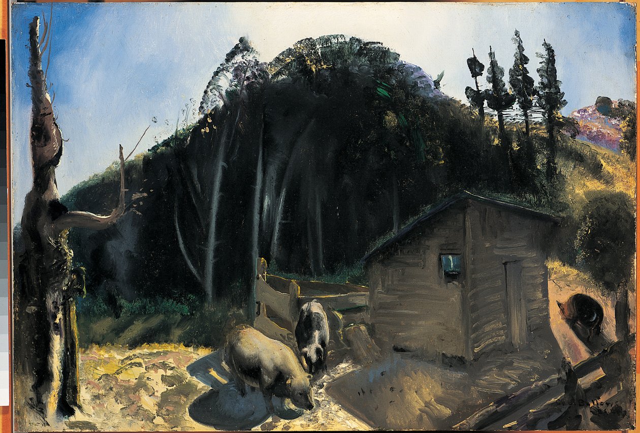 तीन सूअर और एक पर्वत, c.1922 द्वारा जॉर्ज वेस्ले बेलोज़