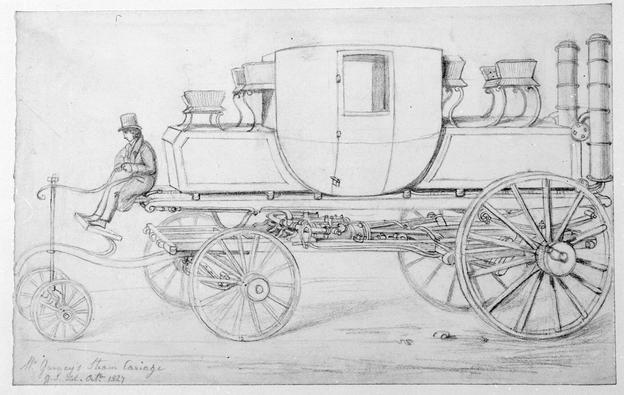 गर्नजी की स्टीम कैरिज, 1827 द्वारा जॉर्ज द एल्डर शार्प