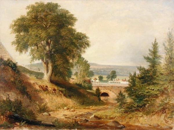 नहर एक्वाडक्ट क्रॉसिंग ए स्ट्रीम, c.1840-49 (कैनवास पर तेल) द्वारा जॉर्ज (attr।) हार्वे