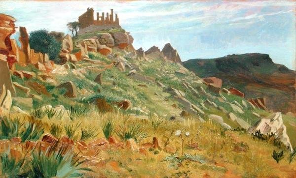 जूनो लसीना का मंदिर, एग्रीजेंटो, सिसिली (पैनल पर तेल) द्वारा कार्लिस्ले हॉवर्ड के जॉर्ज 9वें अर्ल