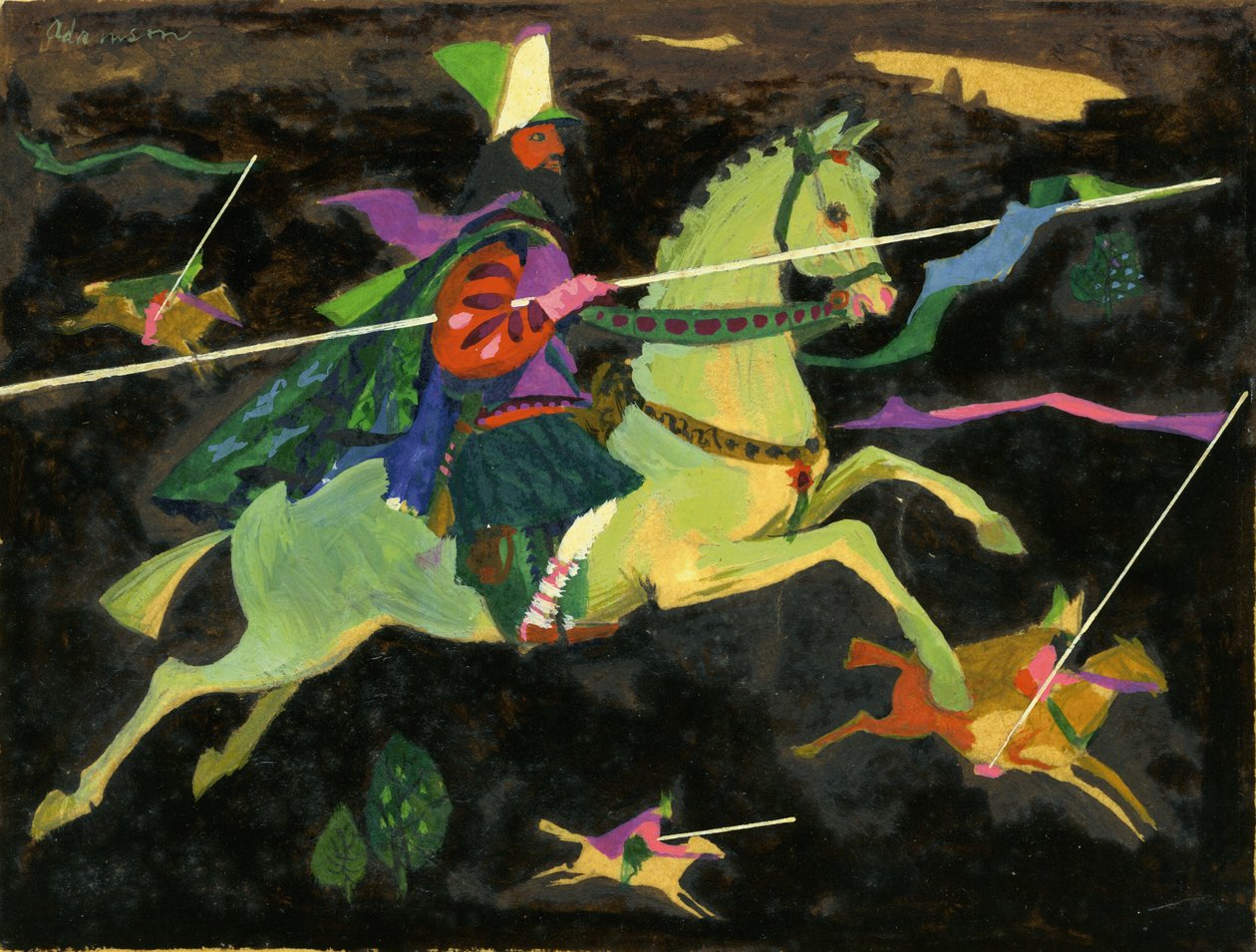 नाइट हॉर्समैन विथ लैंस, 1960 द्वारा जॉर्ज एडम्सन