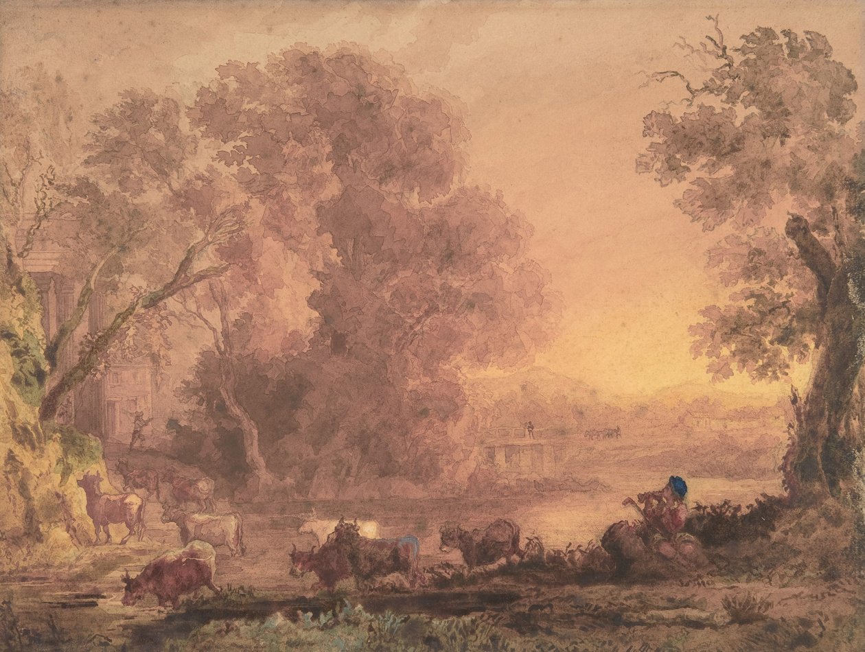 अर्काडियन लैंडस्केप, 1820-42। द्वारा जॉर्ज बैरेट द यंगर