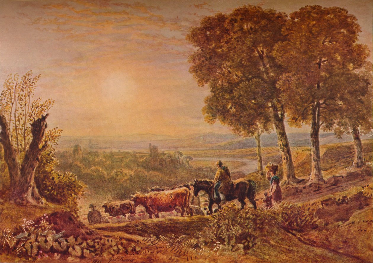 मवेशी के साथ सूर्यास्त, 1841। द्वारा जॉर्ज बैरेट द यंगर