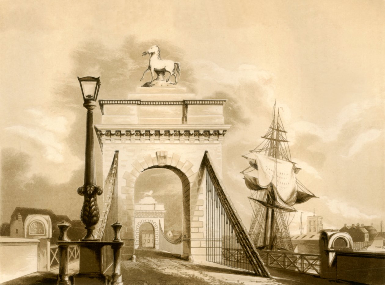नोरफोक ब्रिज, न्यू शोरम, 1835। द्वारा जॉर्ज बैक्सटर