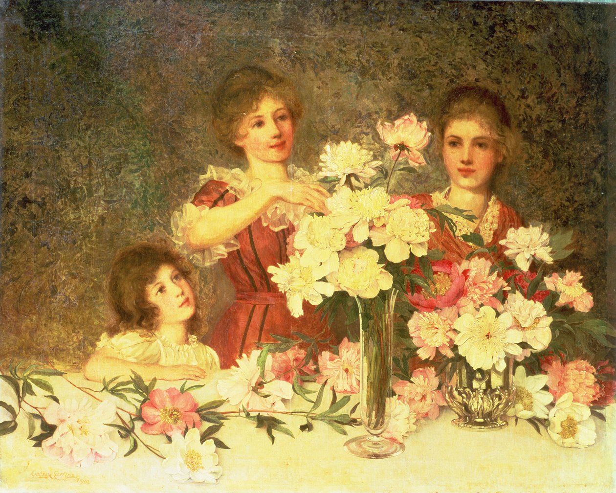 Peonies की व्यवस्था, 1902 द्वारा जॉर्ज कैरलाइन