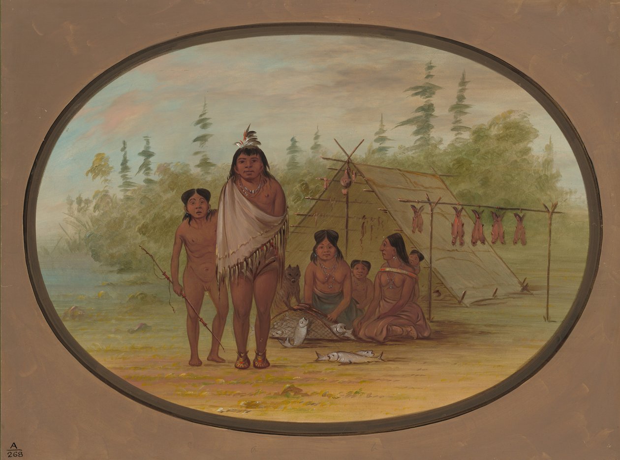 उनके परिवार के साथ एक फ्लैटहेड चीफ, 18551869। द्वारा जॉर्ज कैटलिन