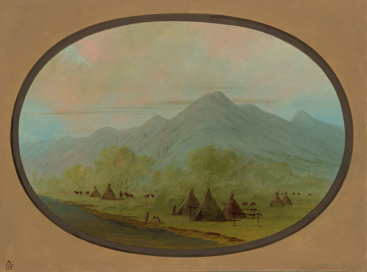 एक छोटा कौवा गांव, 18551869। द्वारा जॉर्ज कैटलिन