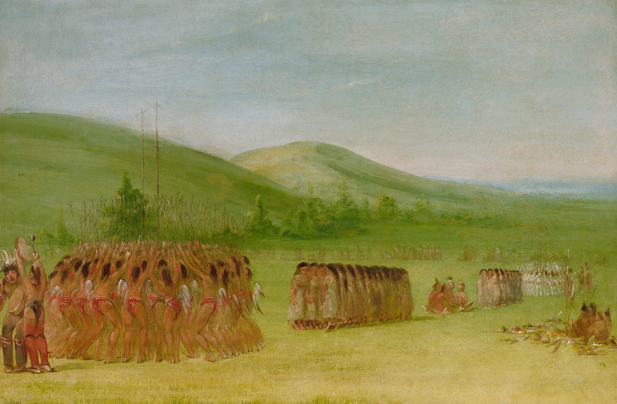 बॉल-प्ले डांस, चोक्टाव, 1834-1835। द्वारा जॉर्ज कैटलिन