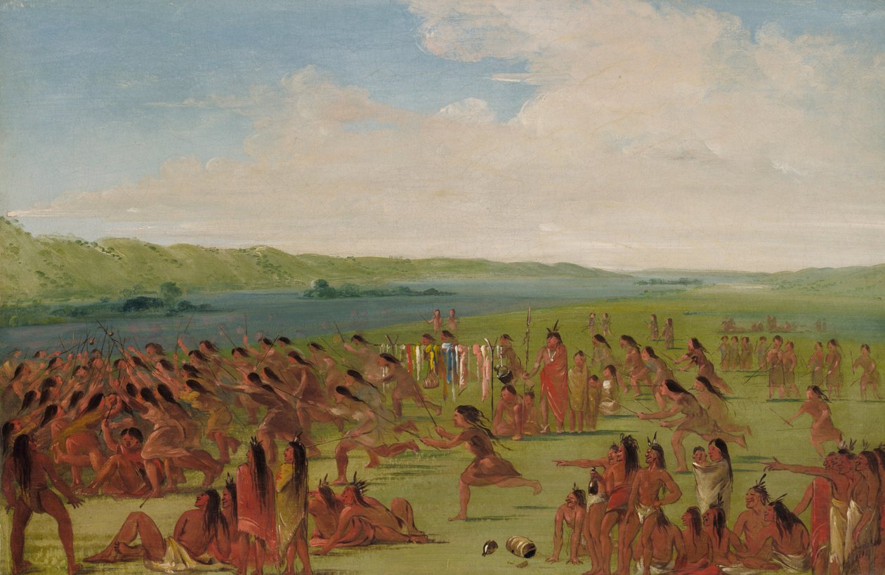महिलाओं का बॉल-प्ले, प्रेयरी डु चिएन, 1835-1836। द्वारा जॉर्ज कैटलिन