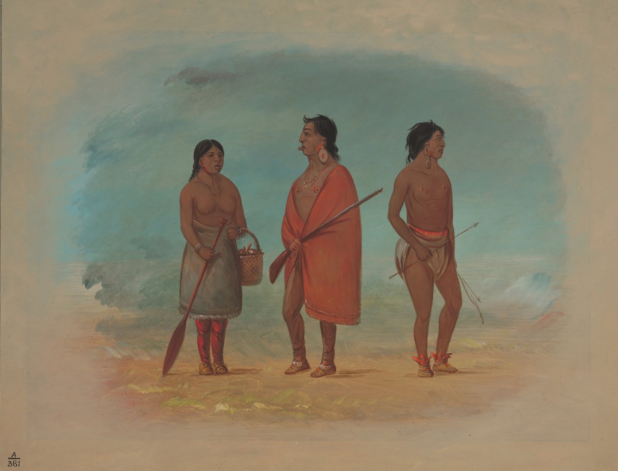 बोटोकूडो चीफ, हिज़ वाइफ, एंड ए यंग मैन, 18541869। द्वारा जॉर्ज कैटलिन