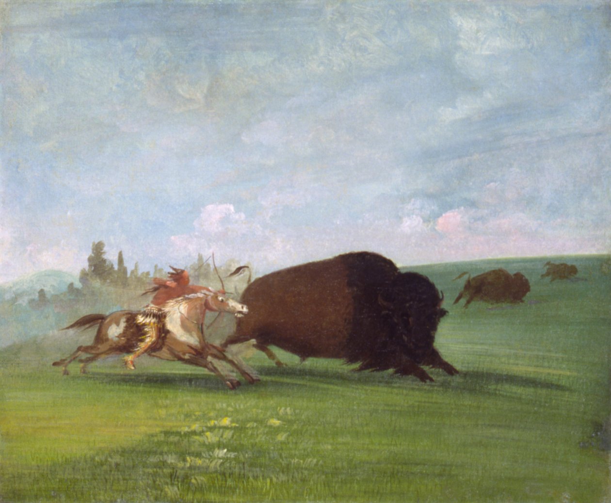 बफ़ेलो चेज़, ए सिंगल डेथ, 1832-1833। द्वारा जॉर्ज कैटलिन