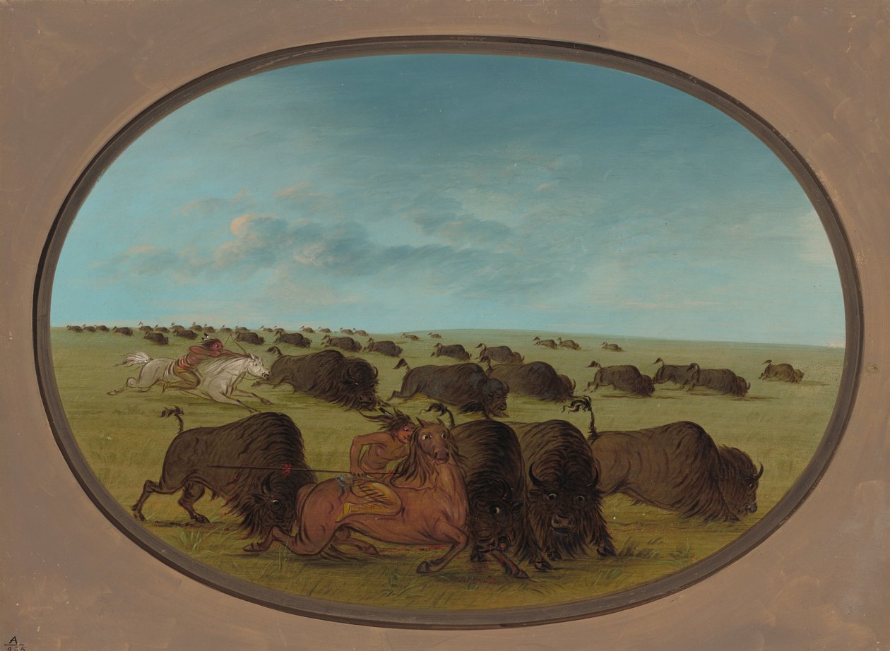 बफ़ेलो चेज़, दुर्घटनाओं के साथ, 18611869। द्वारा जॉर्ज कैटलिन