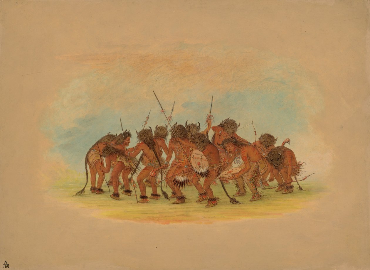 भैंस नृत्य - मंडन, 1861। द्वारा जॉर्ज कैटलिन