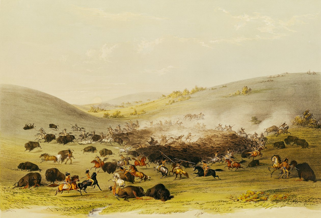 बफ़ेलो हंट, सराउंड, c.1832 द्वारा जॉर्ज कैटलिन