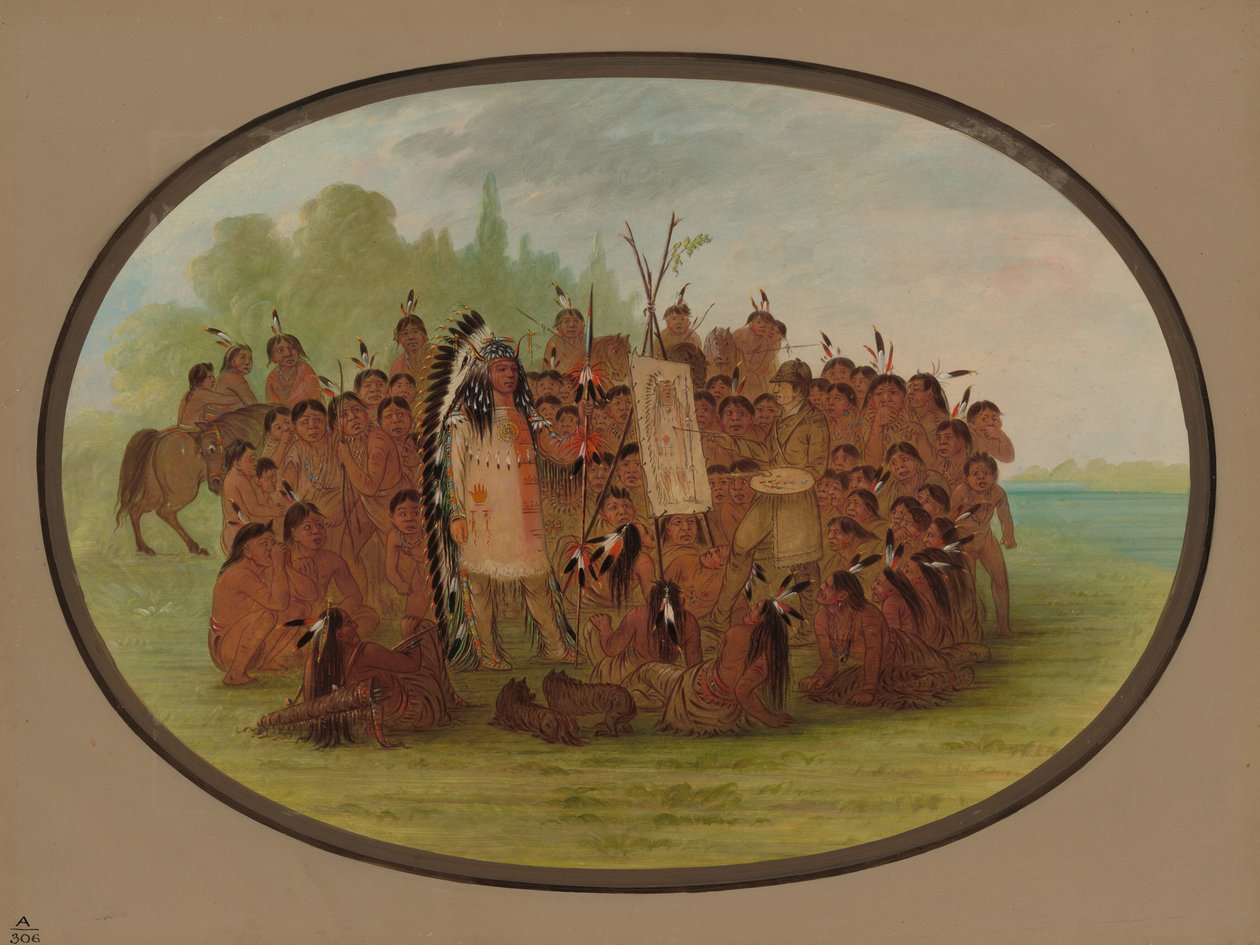मह-तो-तो-पा के चित्र को चित्रित करने वाली कैटलिन - मंडन, 18611869। द्वारा जॉर्ज कैटलिन