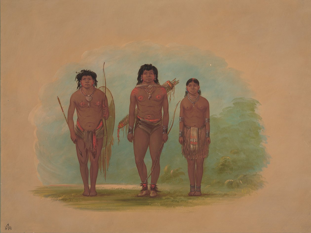 चाको चीफ, उनकी पत्नी और एक योद्धा, 18541869। द्वारा जॉर्ज कैटलिन