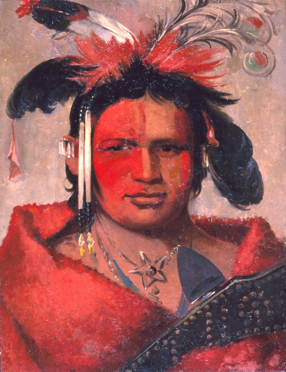 ची-मी-नाह-ना-क्वेट, ग्रेट क्लाउड, ग्रिजली बियर का बेटा, 1831। द्वारा जॉर्ज कैटलिन