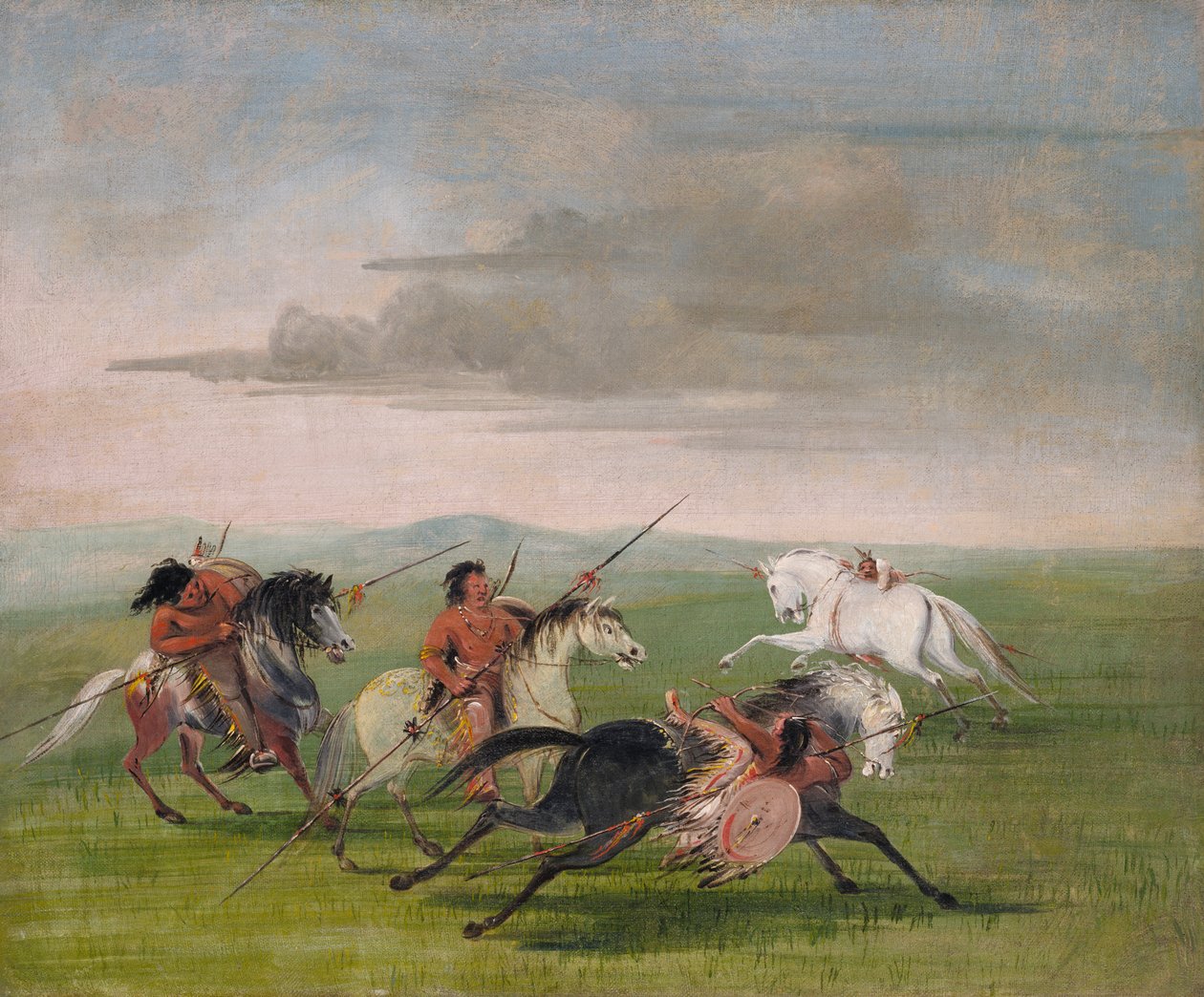 घुड़सवारी के कोमंच करतब, 1834-1835। द्वारा जॉर्ज कैटलिन