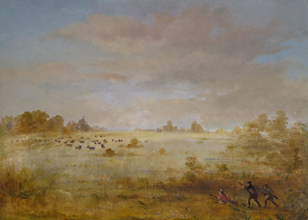 एक शरद प्रेयरी पर एल्क चराई, 1846-1848। द्वारा जॉर्ज कैटलिन