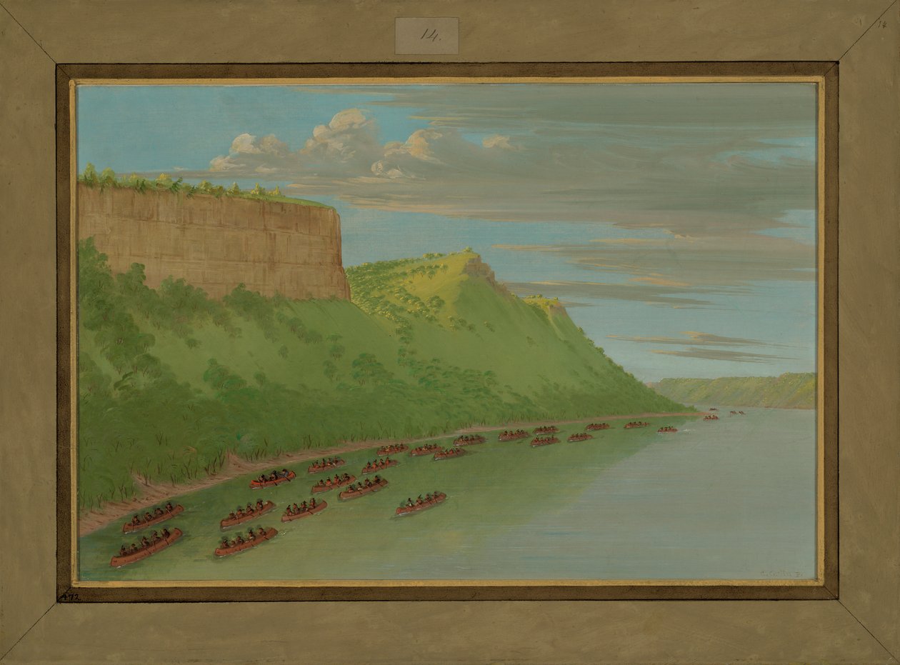 फादर हेन्नेपिन और साथी पासिंग लवर के लीप, अप्रैल 1680, 1847-48 द्वारा जॉर्ज कैटलिन