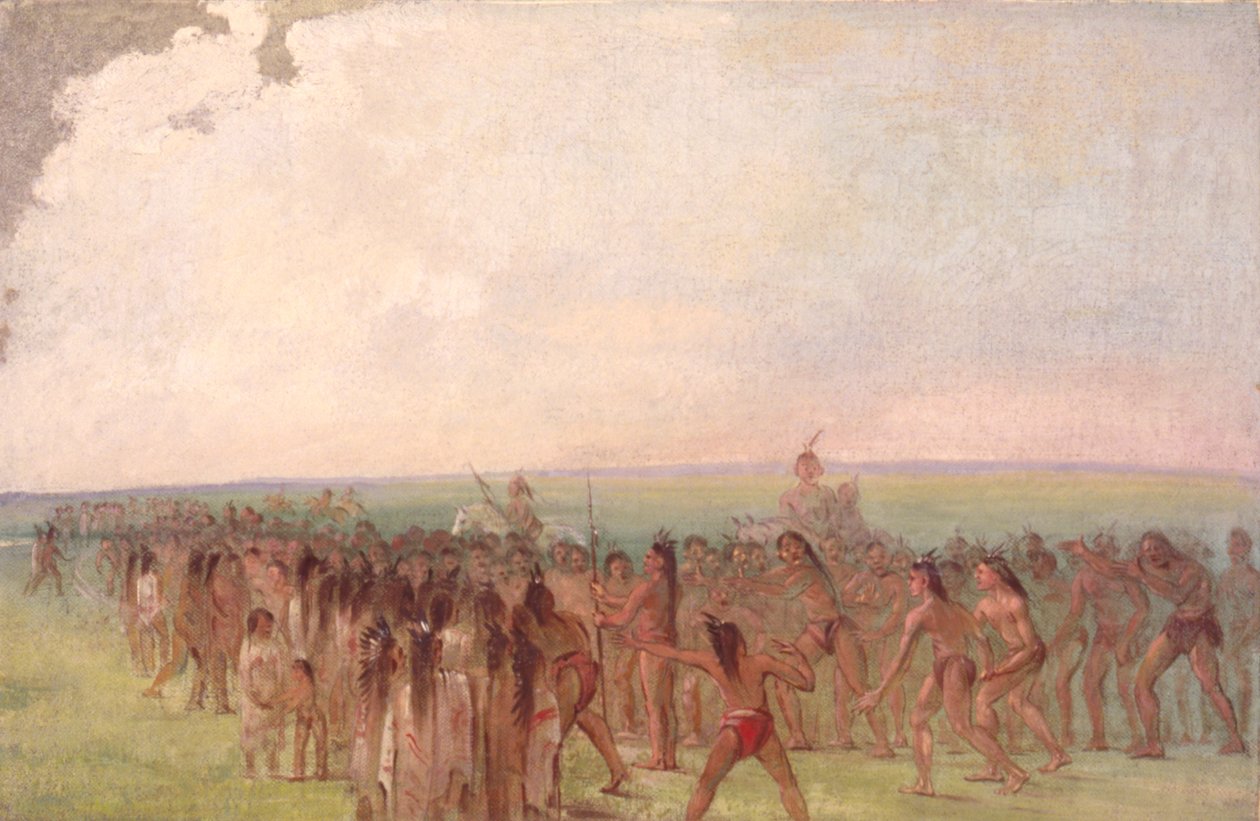 1832-1833 मंडन गांव के पीछे फुट्रेस। द्वारा जॉर्ज कैटलिन