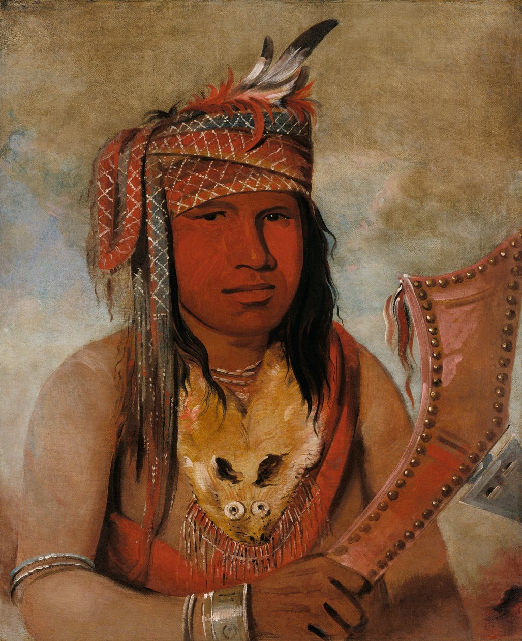 आई-ए-बी-वाह-डिक, मेल कारिबू, एक बहादुर, 1836। द्वारा जॉर्ज कैटलिन