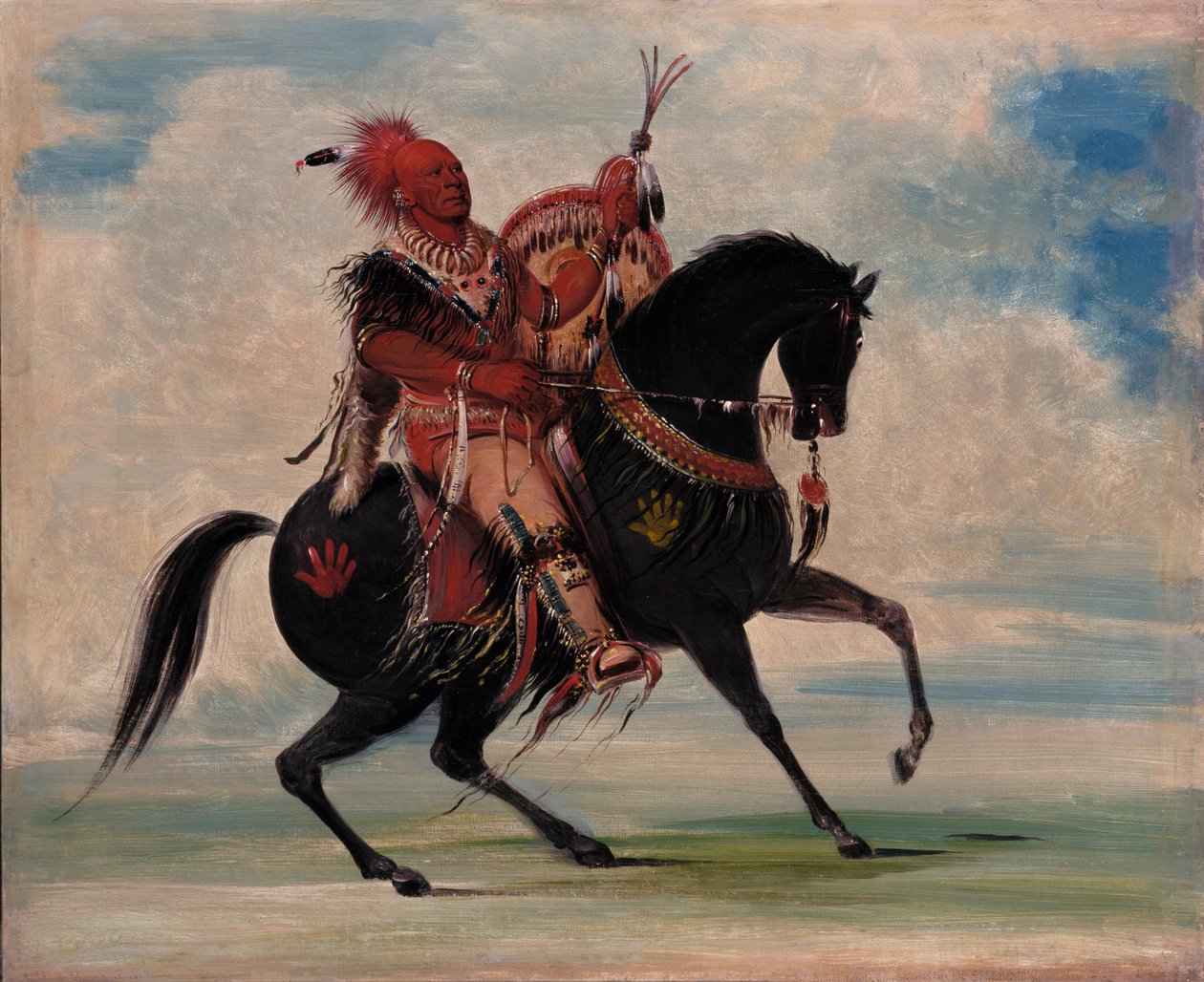 की-ओ-कूक, द वॉचफुल फॉक्स, चीफ ऑफ द ट्राइब, हॉर्सबैक पर, 1835। द्वारा जॉर्ज कैटलिन