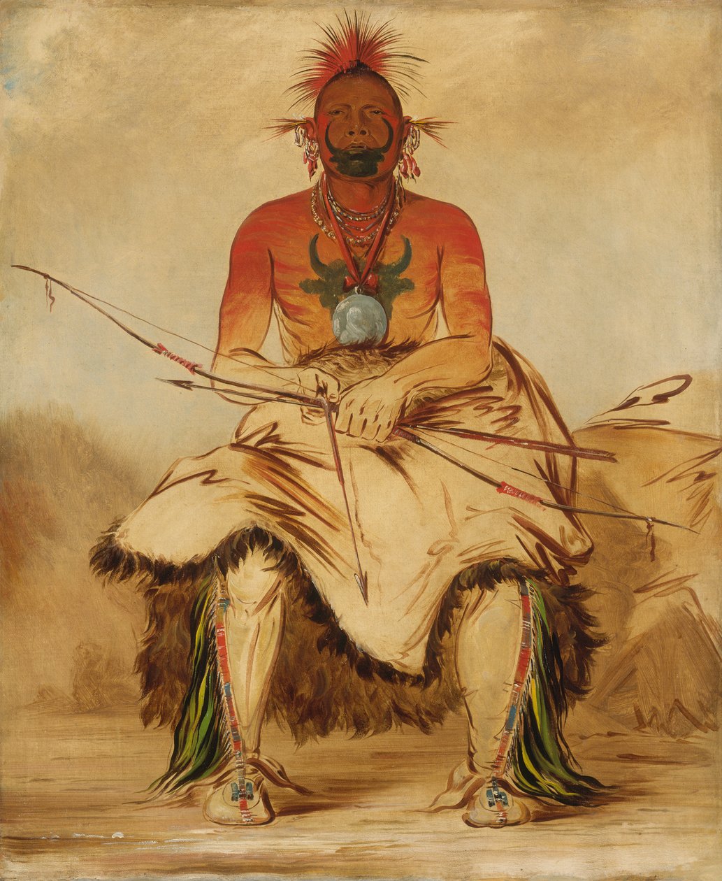 ला-डू-के-ए, बफ़ेलो बुल, एक ग्रैंड पावनी योद्धा, 1832। द्वारा जॉर्ज कैटलिन